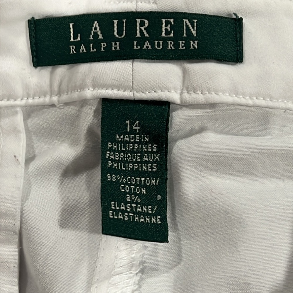 Ralph Lauren Cotton White Pants with Gold Zippers - Picture 5 of 6